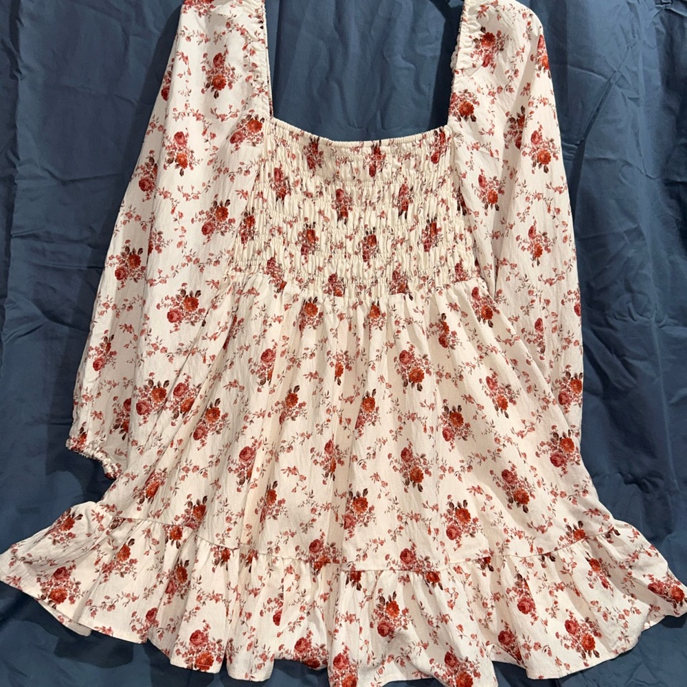 Altar'd State Floral Dress - Cream and Red